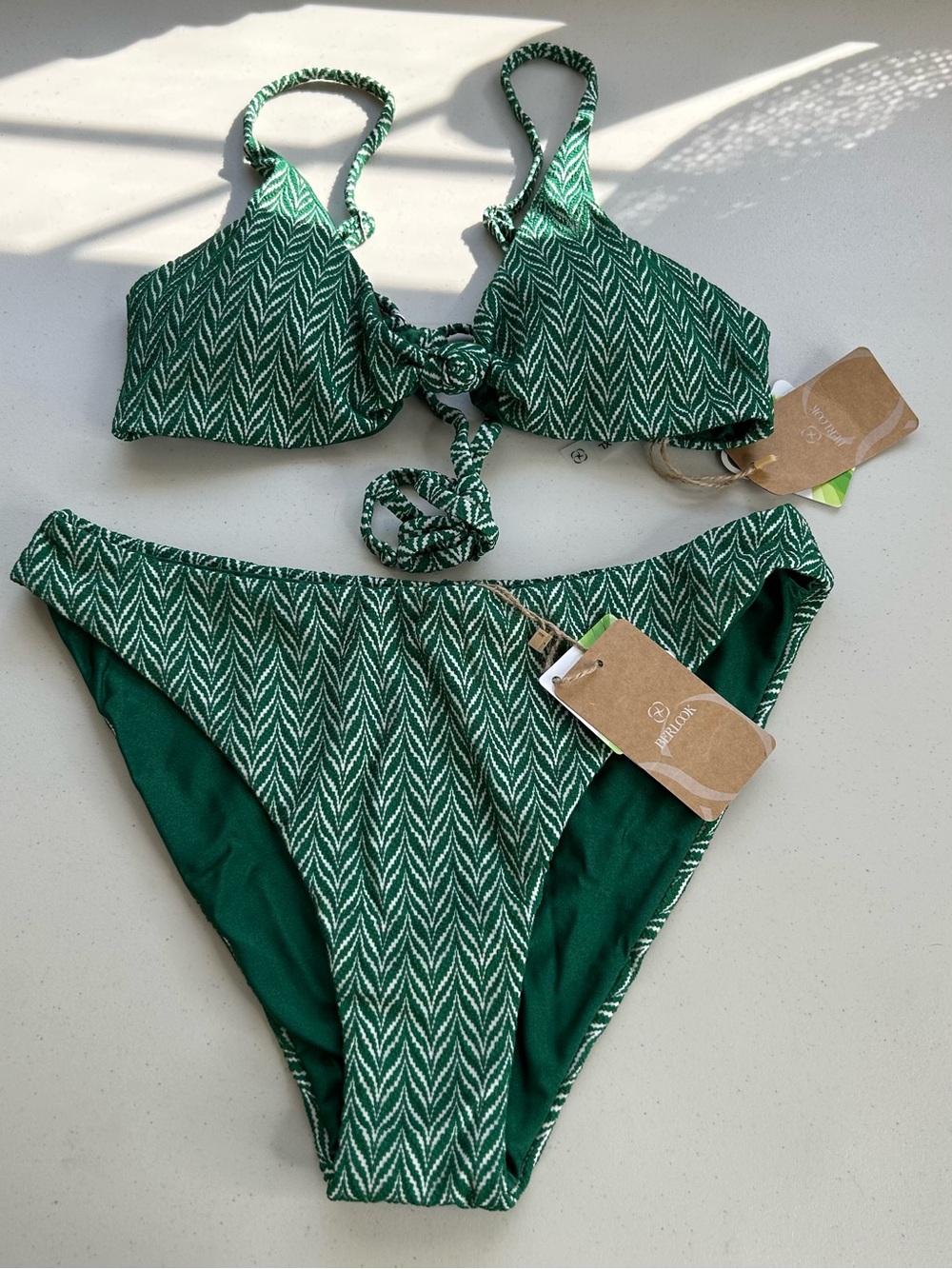 Berlook Bikini Set Green XL Reversible Swimwear New
